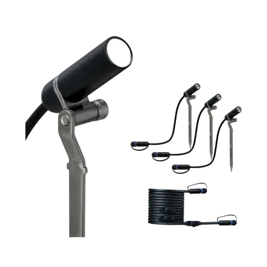 Plug & Shine Platini spot med spyd 2W 3000 Kelvin IP65 - 3 pakning