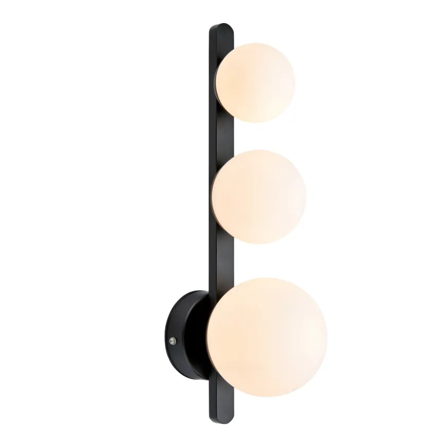 Puro vegglampe IP44 - Svart/opal - Svart / Opal