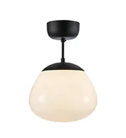 Rise taklampe - Svart/Opal hvit - Svart / Opal