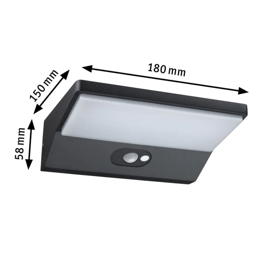 Ronas vegglampe utendørs 3,4W 3000 Kelvin m/bevegelses sensor - Solcelle