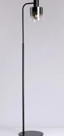 Roxy gulvlampe - Svart/Røykfarget glass