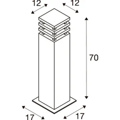 Rusty square pullert 71 cm IP55