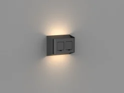 Søgne vegglampe utendørs opp/ned lys IP44 10W m/dobbel stikkontakt - Dimbar
