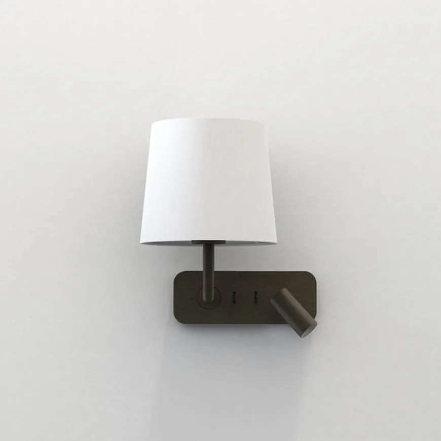 Side by Side vegglampe med skjerm