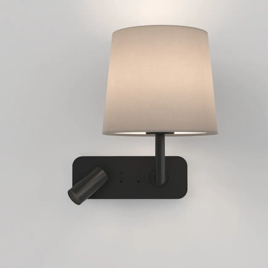 Side by Side vegglampe med skjerm