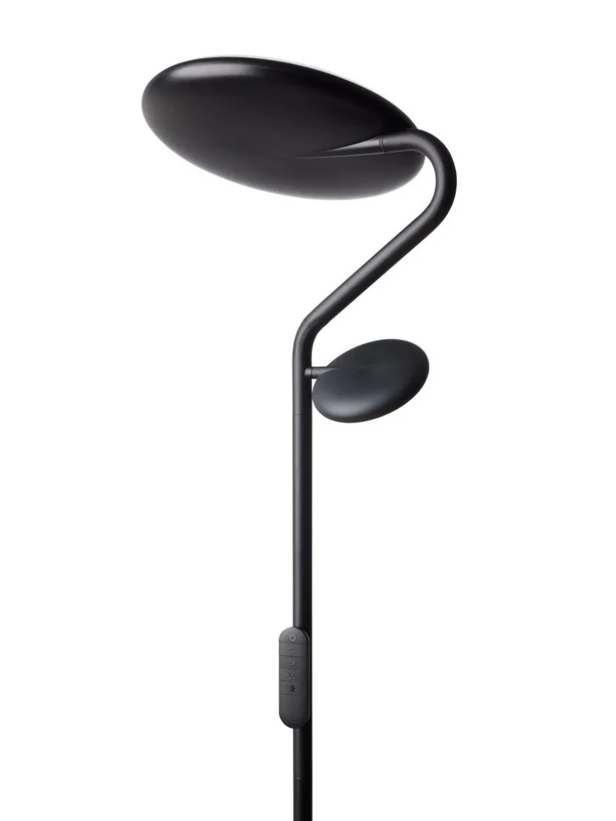 Slim uplight gulvlampe med leselys og fjernkontroll