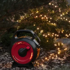 Slynge 1200 LED, 37 meter julelys på trommel IP44 - Varmhvit