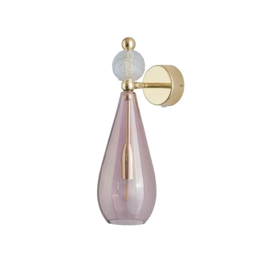 Smykke vegglampe M - Obsidian/klar/Gull
