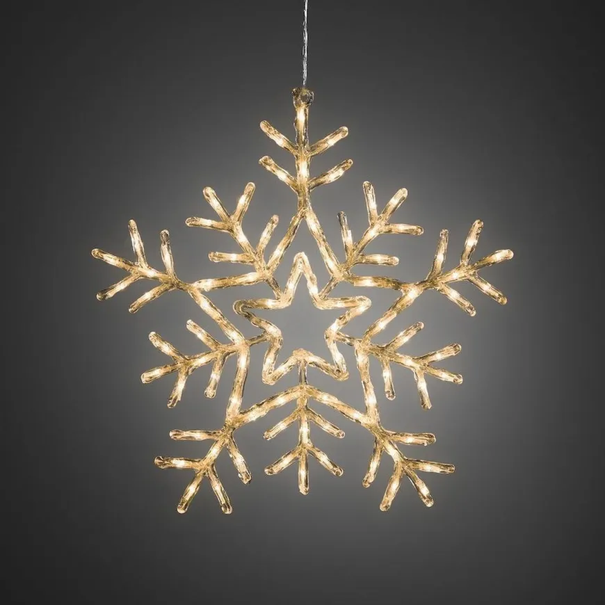 Snøfnugg med 90 varmhvite LED 58 cm IP44 utendørs