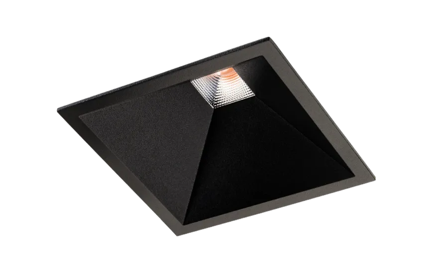 Soft Square innfelt downlight 12W 3000K RA98 dimbar - Svart