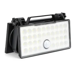 Solar portabel vegglampe 10W 3000 Kelvin IP65 utendørs med solcelle og sensor