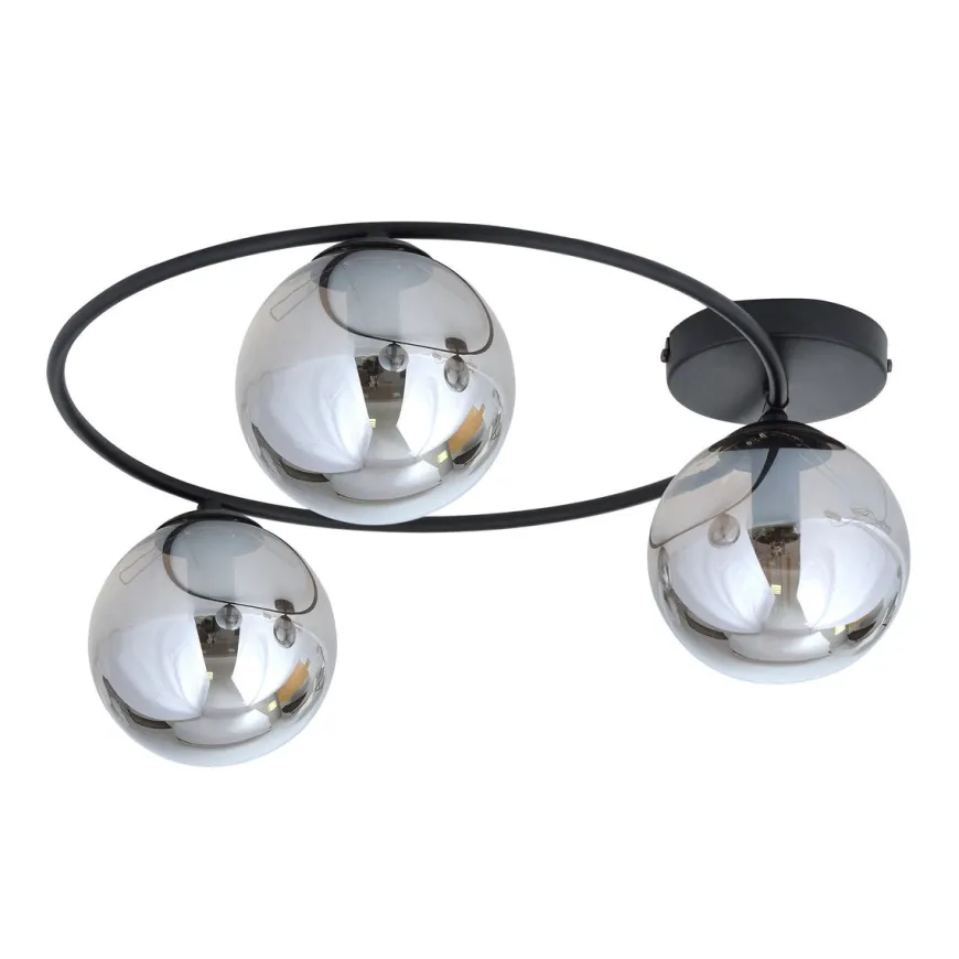 Sopra taklampe 3-lys - Svart/Røykfarget