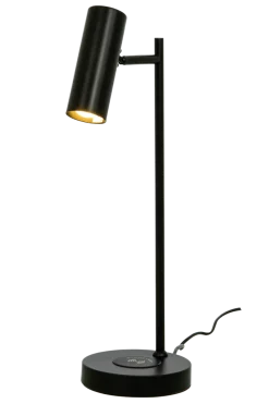 Tabela bordlampe med trådløs lader og USB - Svart