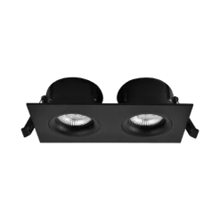 Tigrus Square Double 360° justerbare lavtbyggende downlight 2x7W 2700K IP44 - Svart