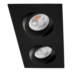 Tigrus Square Double 360° justerbare lavtbyggende downlight 2x7W 2700K IP44 - Svart