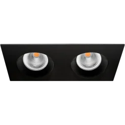 Tigrus Square Double 360° justerbare lavtbyggende downlight 2x8W 1800-3000K Dim2Warm IP44 - Svart