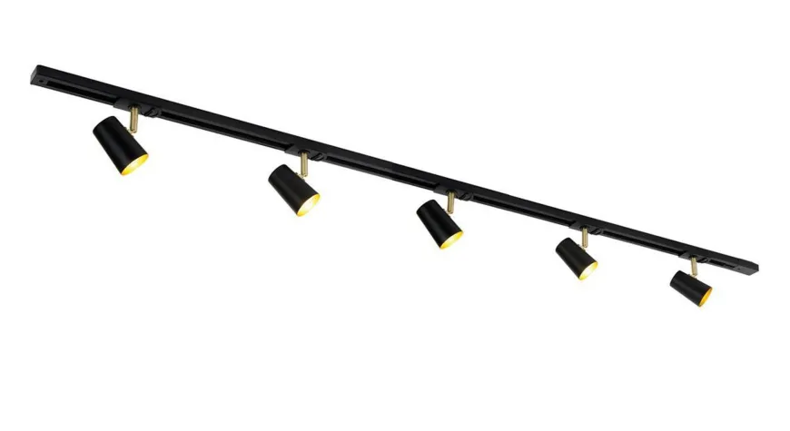 Trackline Conic spotskinne 1,5 meter 5 spot - Svart/Gull