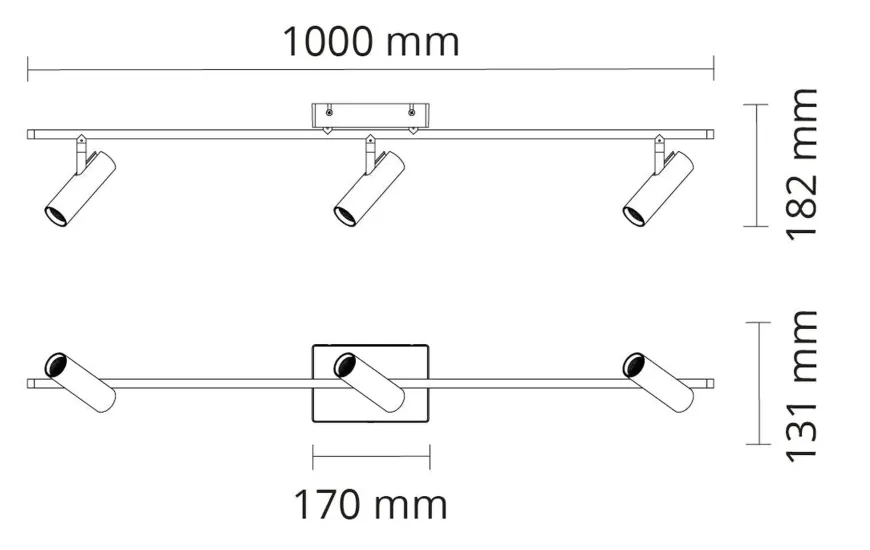Tube Micro Track taklampe 18W 2700K Dimbar