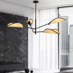 Vene taklampe 4-lys - Svart/Natur