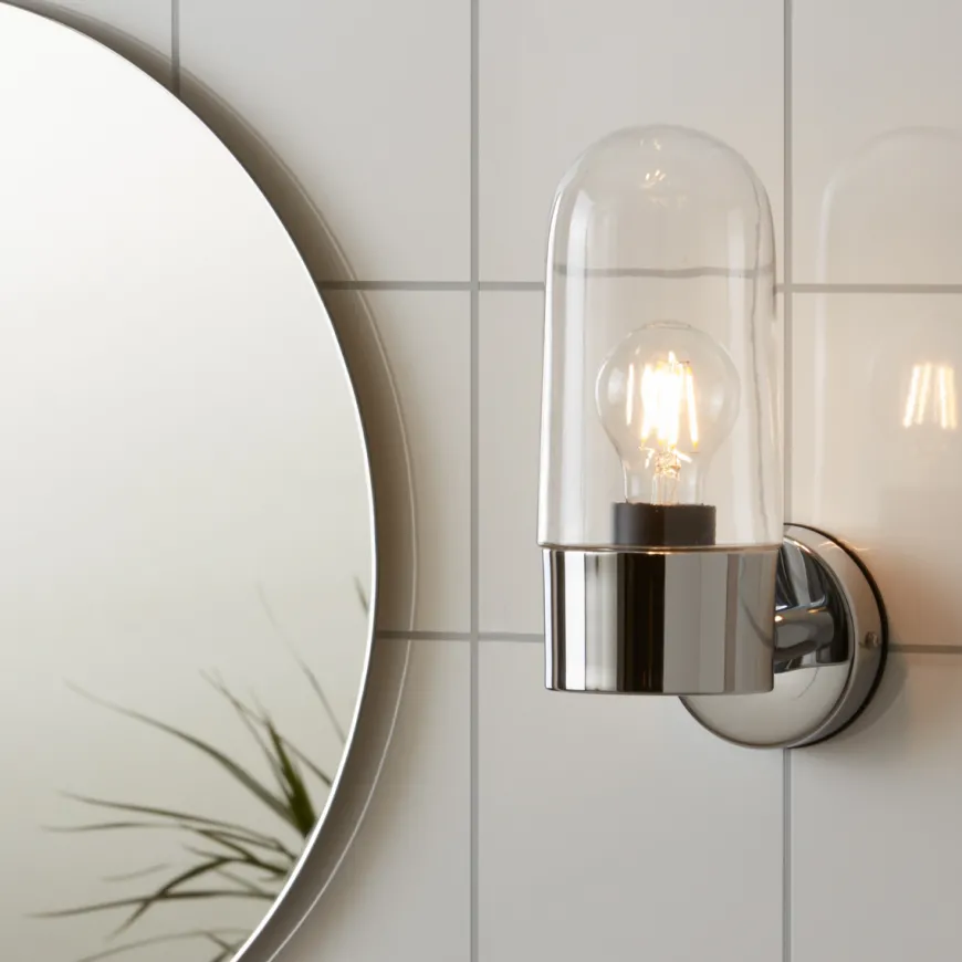 Zen vegglampe IP44 - Krom/klar - Krom / Klar